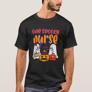 Ghosts One Spooky Nurse Halloween Nurse Fall Scrub T-Shirt