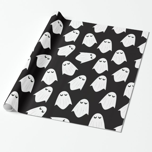 Ghosts pattern silhouette wrapping paper (Unrolled)