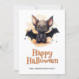 Ghosts Pumpkins Bat Happy Halloween Card