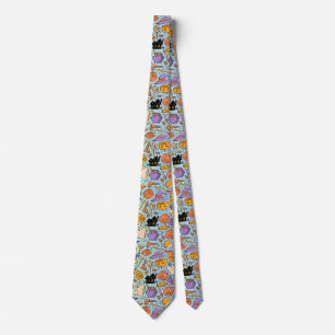 Ghosts, Pumpkins, Cats & Spooky Seamless Design Tie