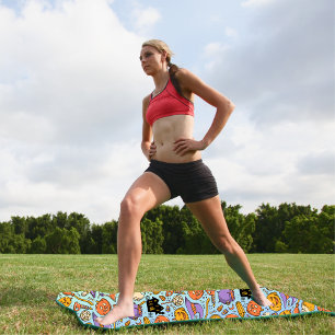 Ghosts, Pumpkins, Cats & Spooky Seamless Design Yoga Mat