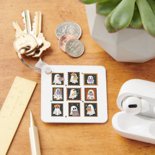 Ghosts Reading Books Halloween Vintage Key Ring