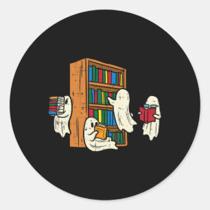 Ghosts Reading Books Teacher Halloween Librarian B Classic Round Sticker