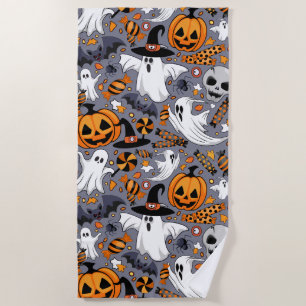 Ghosts Spooky and Creepy Cute Monsters Beach Towel