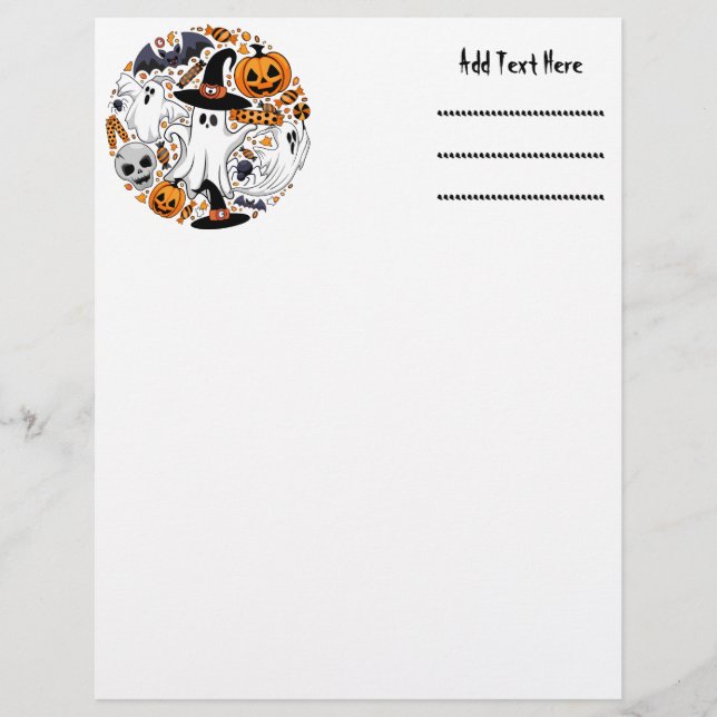 Ghosts Spooky and Creepy Cute Monsters Custom Letterhead (Front)