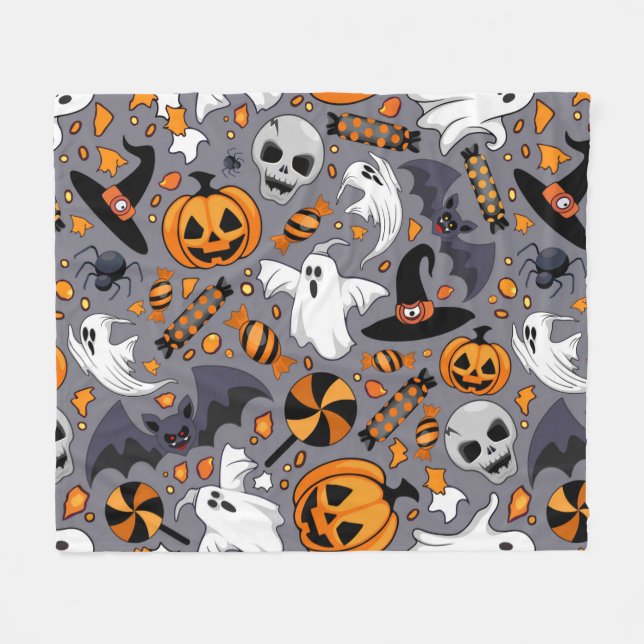 Ghosts Spooky and Creepy Cute Monsters Fleece Blanket (Front (Horizontal))