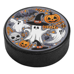 Ghosts Spooky and Creepy Cute Monsters Hockey Puck