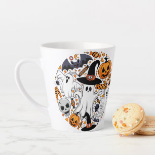 Ghosts Spooky and Creepy Cute Monsters Latte Mug