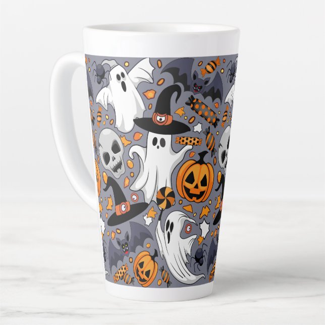 Ghosts Spooky and Creepy Cute Monsters Latte Mug (Left Angle)