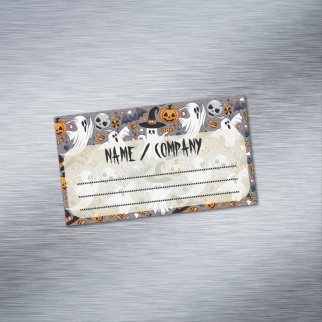 Ghosts Spooky and Creepy Cute Monsters Magnetic Business Card (In Situ)
