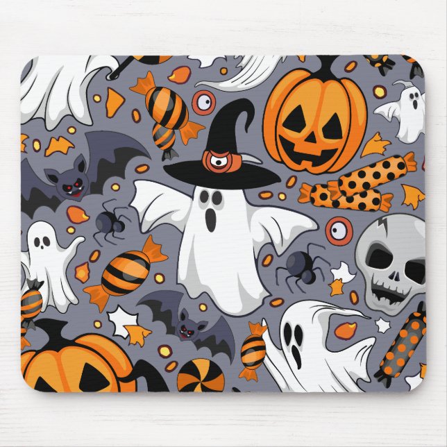 Ghosts Spooky and Creepy Cute Monsters Mouse Mat (Front)