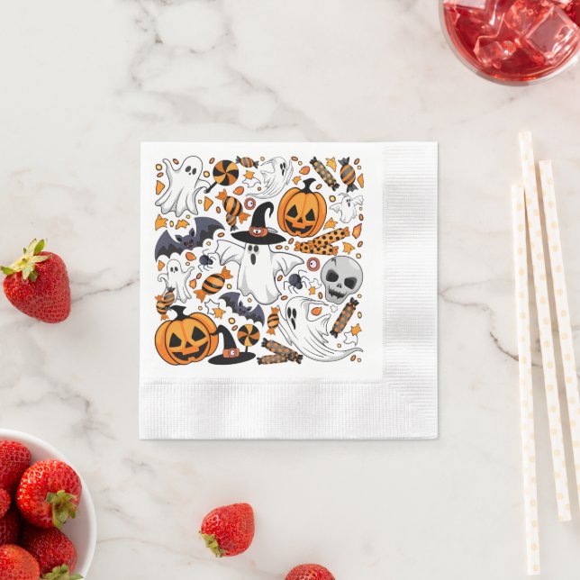 Ghosts Spooky and Creepy Cute Monsters Napkin (Insitu)