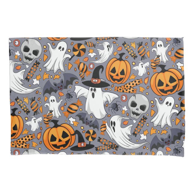 Ghosts Spooky and Creepy Cute Monsters Pillowcase (Front)