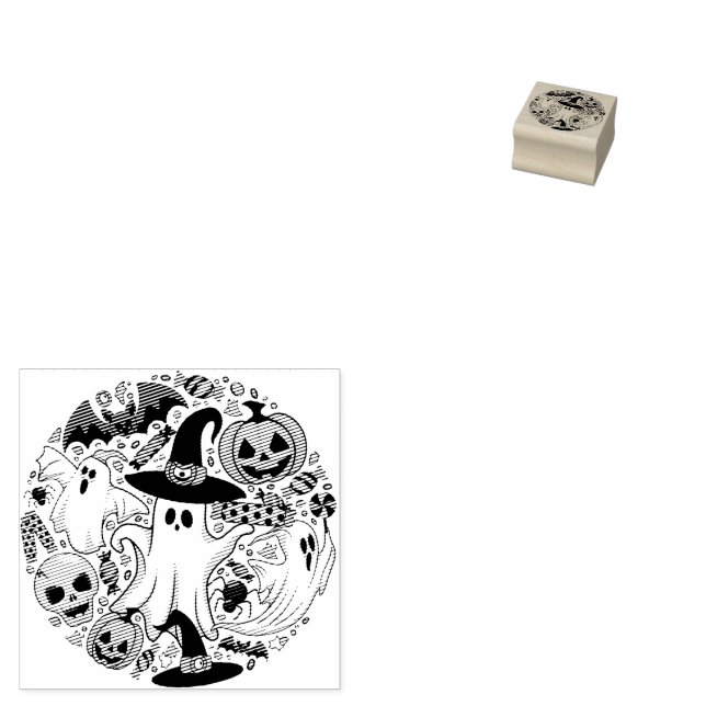 Ghosts Spooky and Creepy Cute Monsters Rubber Stamp (Stamped)