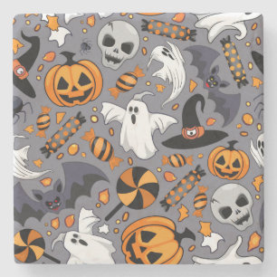 Ghosts Spooky and Creepy Cute Monsters Stone Coaster
