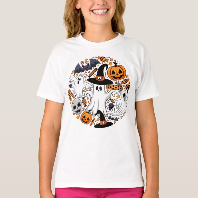 Ghosts Spooky and Creepy Cute Monsters T-Shirt (Front)