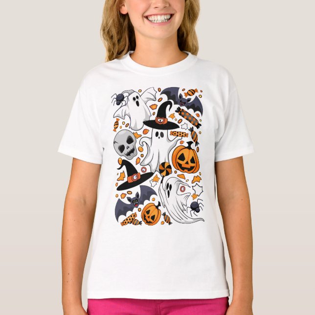 Ghosts Spooky and Creepy Cute Monsters T-Shirt (Front)