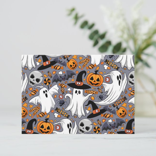 Ghosts Spooky and Creepy Cute Monsters Thank You Card (Standing Front)