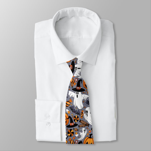Ghosts Spooky and Creepy Cute Monsters Tie (Tied)