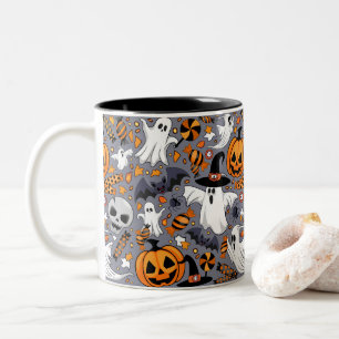 Ghosts Spooky and Creepy Cute Monsters Two-Tone Coffee Mug