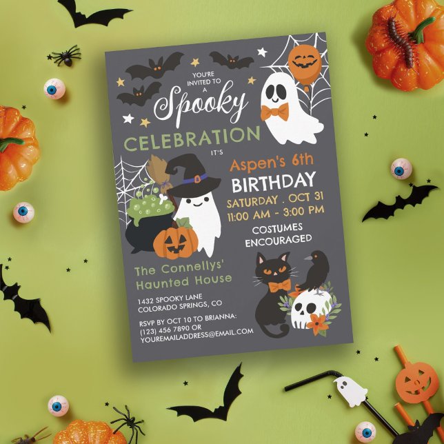 Ghosts Spooky Celebration Kids Halloween Birthday Invitation (Creator Uploaded)
