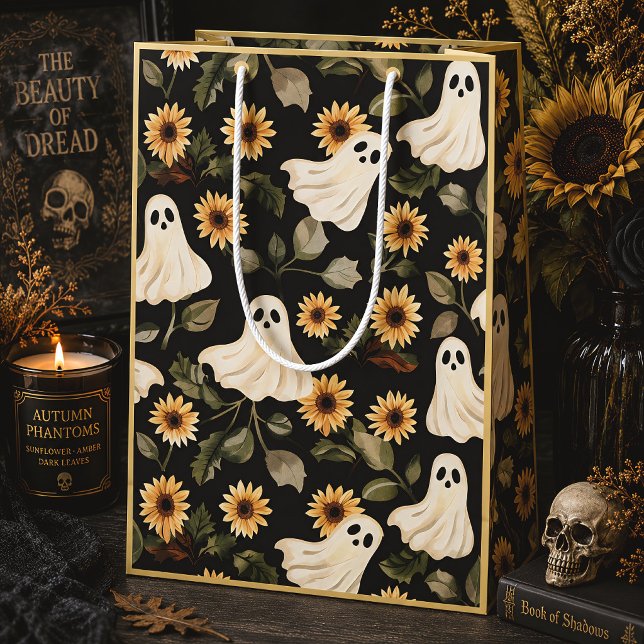 Ghosts & Sunflowers Summer Goth Spooky Medium Gift Bag (Creator Uploaded)