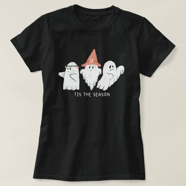 Ghosts Tis The season Fall Halloween T-Shirt (Design Front)