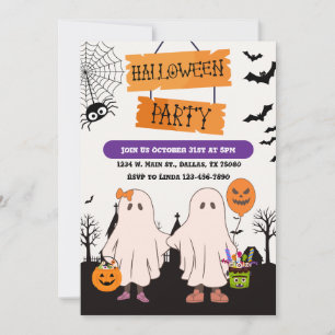Ghosts Trick or Treating Halloween Personalized Invitation