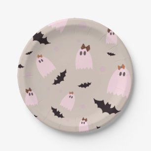 Ghosts with Bows Halloween Party Paper Plate