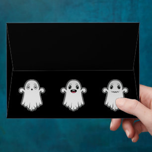 Ghosts With Different Faces Cute Halloween Black Envelope