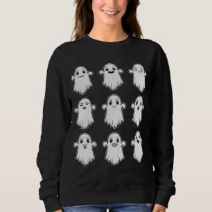 Ghosts With Various Facial Expressions Halloween Sweatshirt