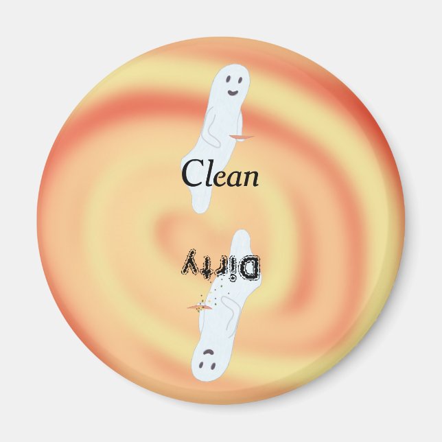 Ghosts yellow orange swirl dirty clean dishwasher magnet (Front)