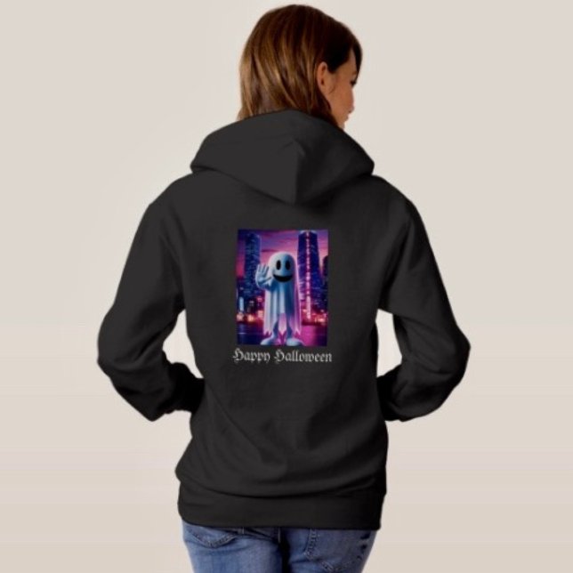 Ghosty Wave & Urban Lights  Hoodie (10oz. cotton-poly blend 100% cotton face set-in sleeves  double needle-stitched armholes bottom band)