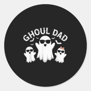 Ghoul Dad Vintage Daddy Ghost Funny Halloween Classic Round Sticker