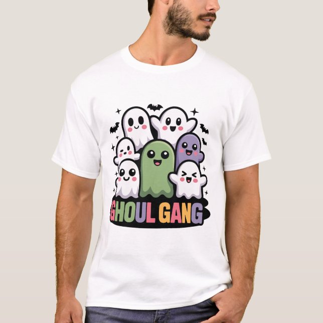 Ghoul Gang Funny Ghost Halloween Tee (Front)