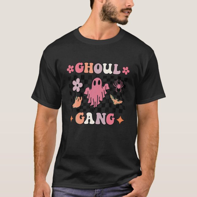 Ghoul Gang Groovy Funny Boo Ghost Pumpkin Hallowee T-Shirt (Front)