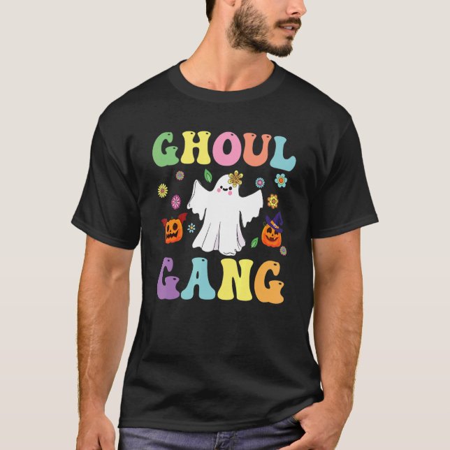 Ghoul Gang Groovy Hey Boo Pumpkin Boo Crew Hallowe T-Shirt (Front)