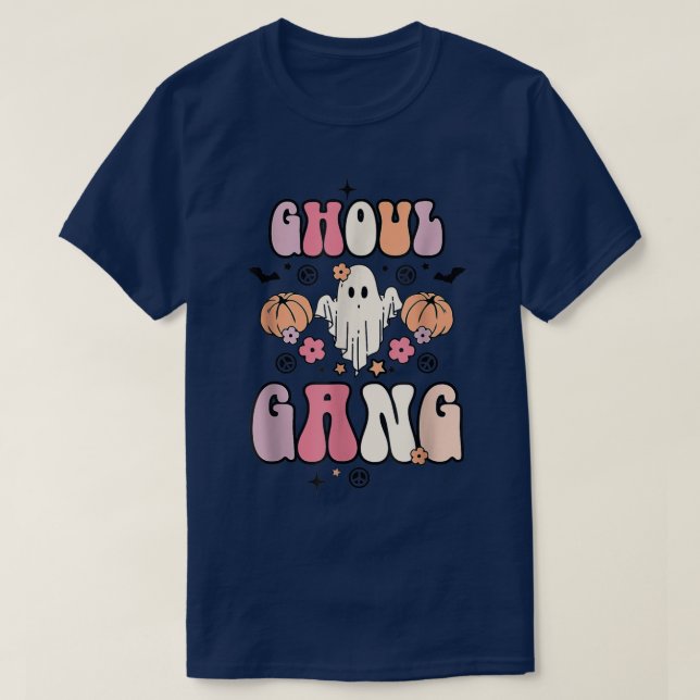 Ghoul Gang Groovy Hey Boo Pumpkin Boo Crew Hallowe T-Shirt (Design Front)