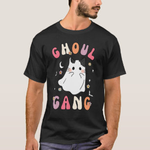 Ghoul Gang Groovy Hey Boo Pumpkin Cat Boo Crew T-Shirt