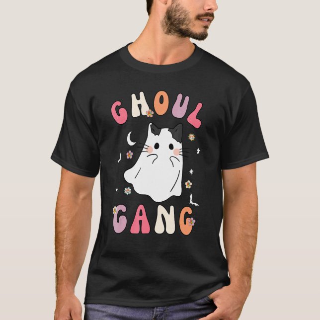 Ghoul Gang Groovy Hey Boo Pumpkin  Cat Boo Crew T-Shirt (Front)