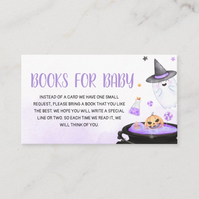 Ghoul Halloween Baby Shower Books for Baby Enclosure Card (Front)