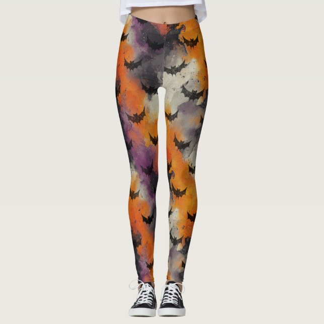Ghoul Halloween Vintage Pattern  Leggings (Front)