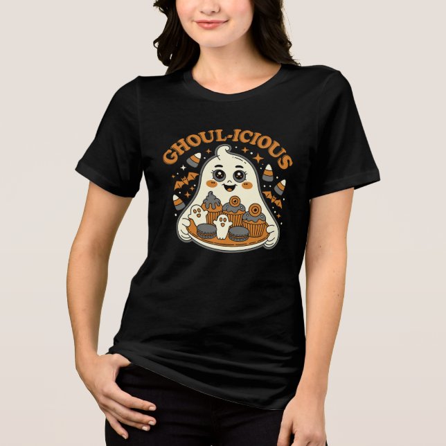 Ghoul-icious Cute Ghost Tri-Blend Shirt (Front)