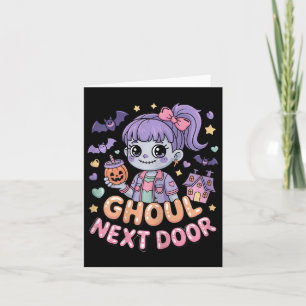 Ghoul Next Door Cute Halloween Ghost Girl Ts Stars Card