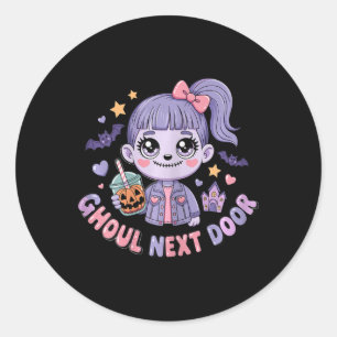 Ghoul Next Door Kawaii Zombie Girl Spooky Cute Hal Classic Round Sticker