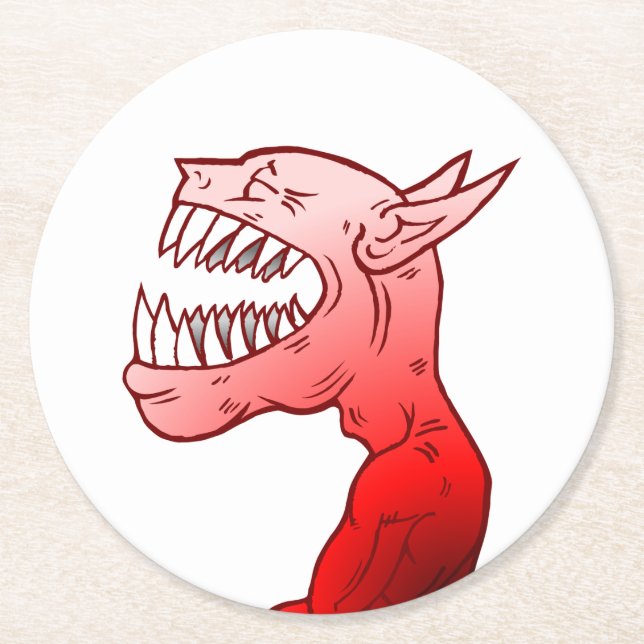 Ghoul with a nice laugh round paper coaster (Front)