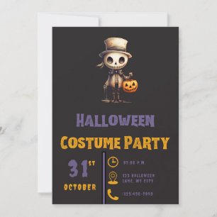 Ghoul with Jack-O' lantern Black Halloween Invitation