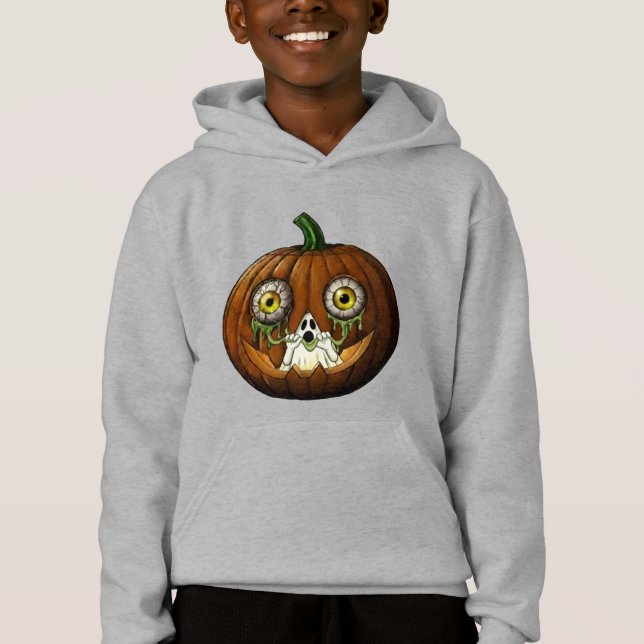 Ghoulish Ghost Dripping Eyeballs Jack-O-Lantern (Front)