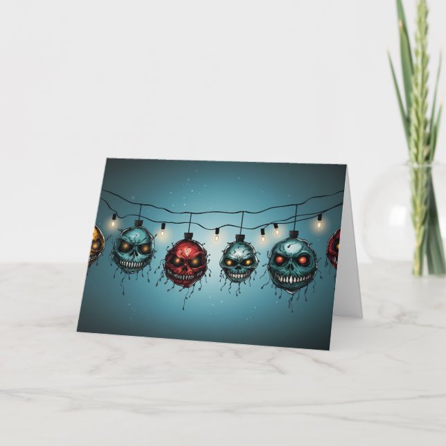 Ghoulish Glow: A Macabre Christmas Garland Card (Front)