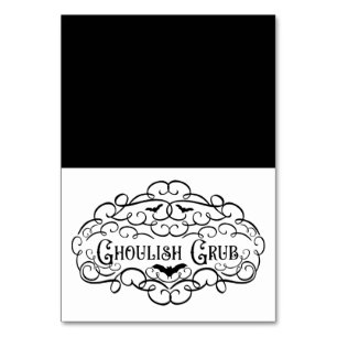 Ghoulish Grub Vintage Halloween Food Tent Table Number